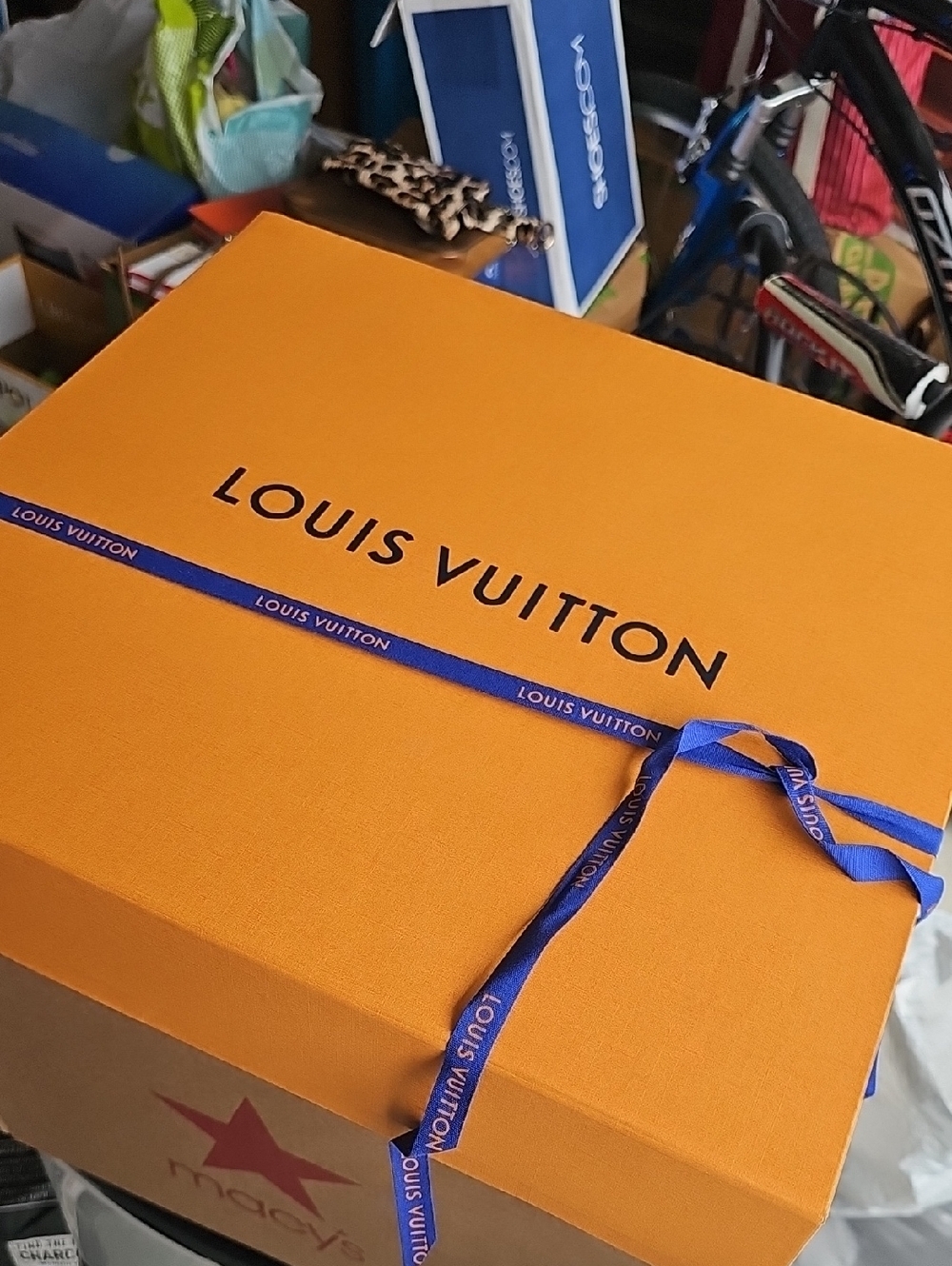 Louis Vuitton Orange Box with Royal Blue Ribbon